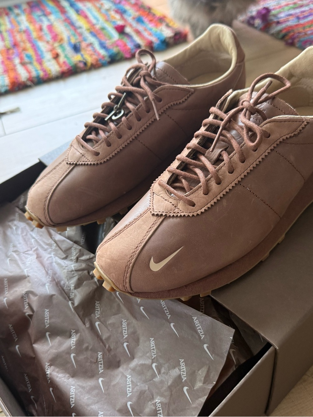 Aritzia and Nike Collab Women’s Brown Leather Athletic Trainer Sneakers